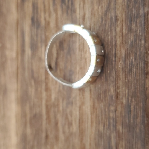 Multi metal tone baguette crystal ring adjustable‎ band R359 - Picture 3 of 5